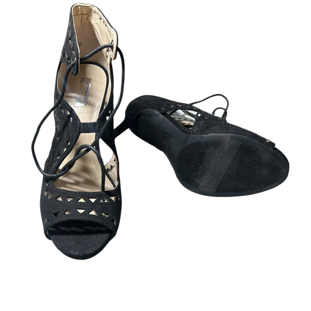 Women's Black Lace Up Heel Size 8 Summer Vacation Feminine Goth Whimsygoth Vamp - Picture 3 of 10